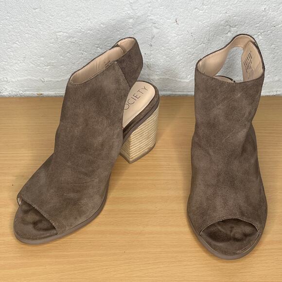 Sole Society Women's Suede Peep-Toe Ankle Jagger Booties Dark Taupe Size 11 - Picture 2 of 9